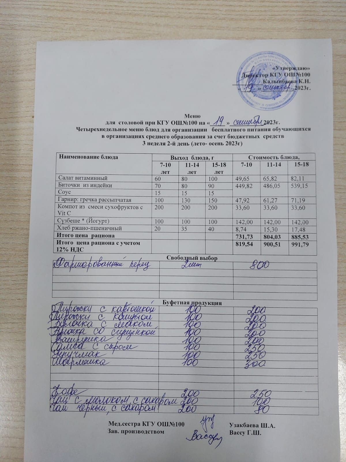 Ас мәзірі 19.08.2023