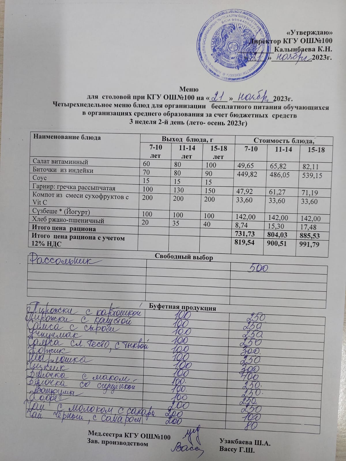 Ас мәзірі 21.11.2023