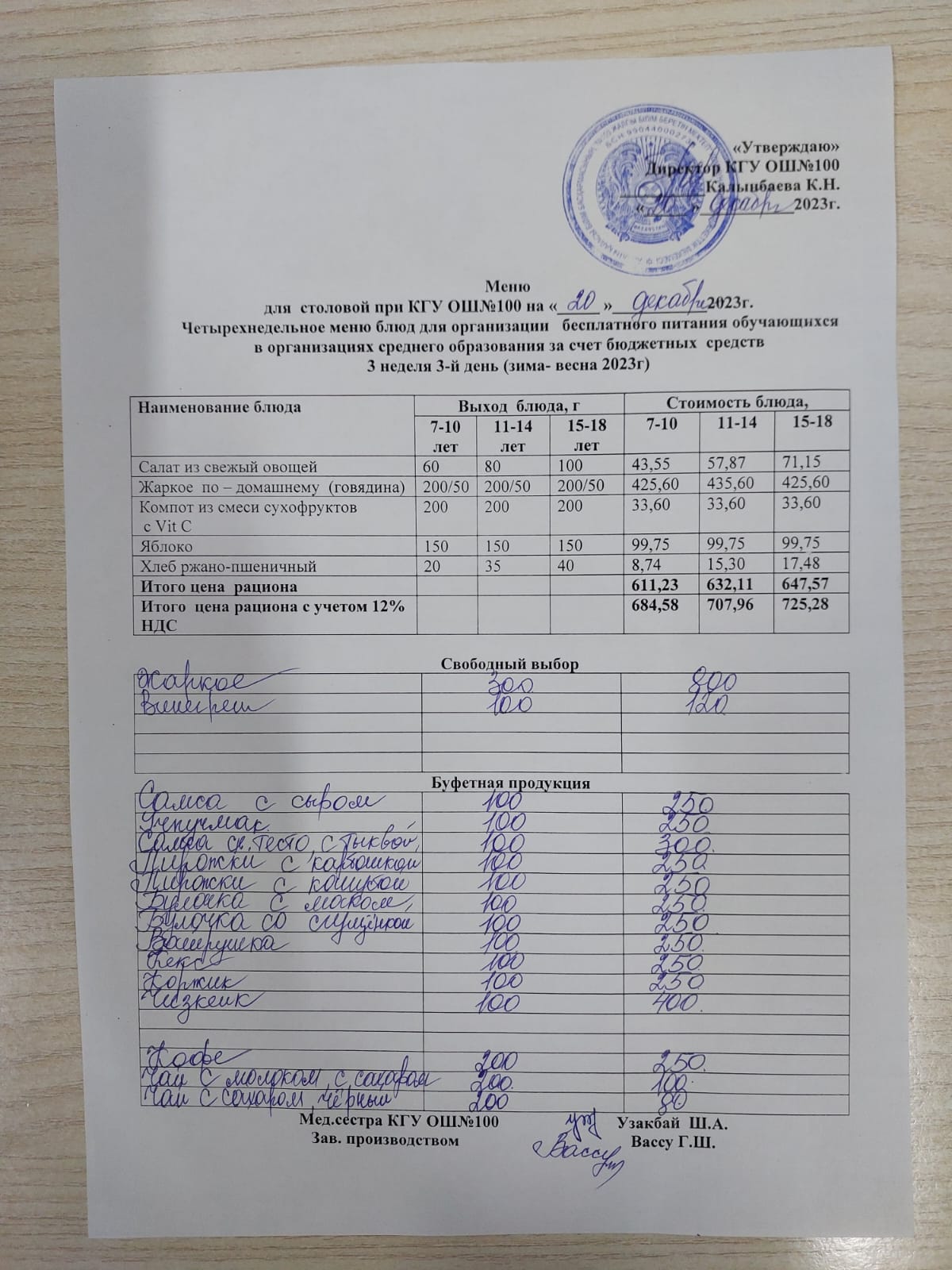 Ас мәзірі 20.12.2023